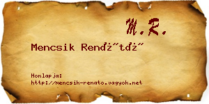 Mencsik Renátó névjegykártya